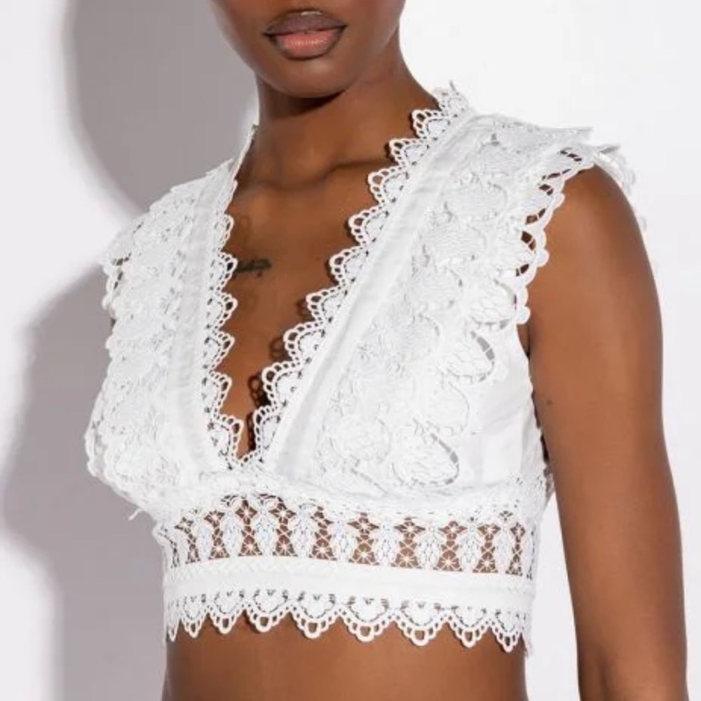 White lace crop top